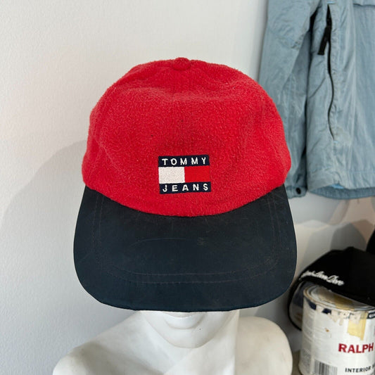 VINTAGE 90s | Tommy Jeans Fleece Strap Back Cap HAT One Size