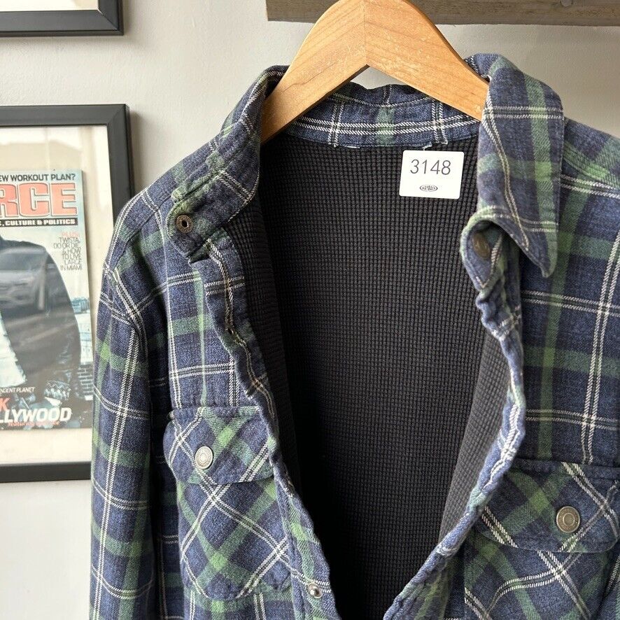 VINTAGE | Plaid Flannel Button Snap Thermal Lined Button Down Shirt sz L