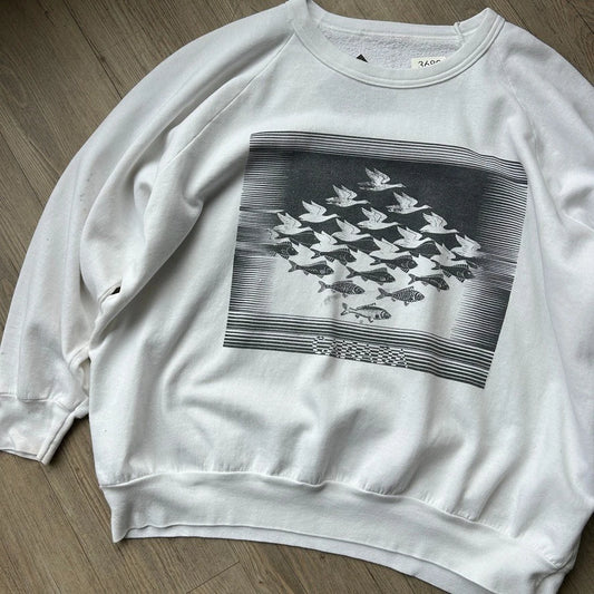 VINTAGE 80s 90s | MC Escher Sky And Water Canada Crewneck Sweater sz XL