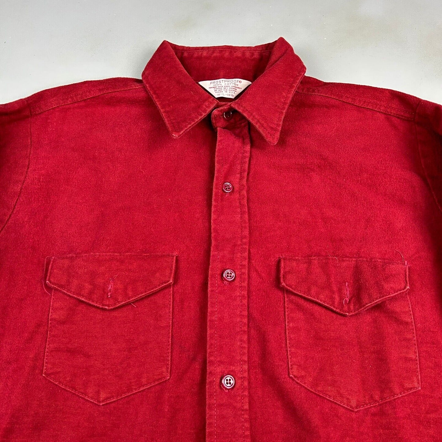 VINTAGE 90s Frostproof Red Chamois Cloth Button Up Shirt sz Large Adult