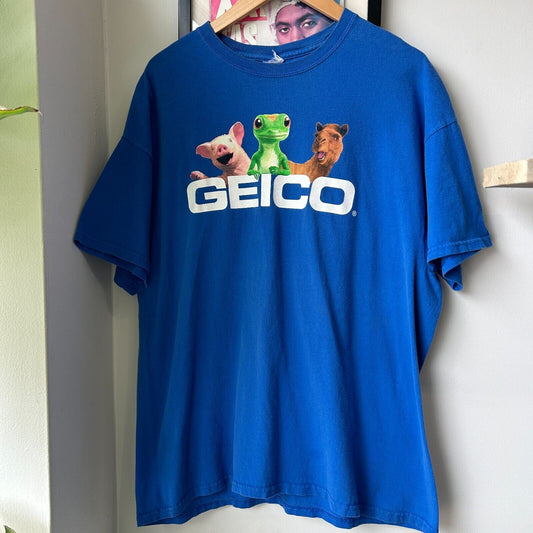 VINTAGE | GEICO Big Logo Blue T-Shirt sz L Adult