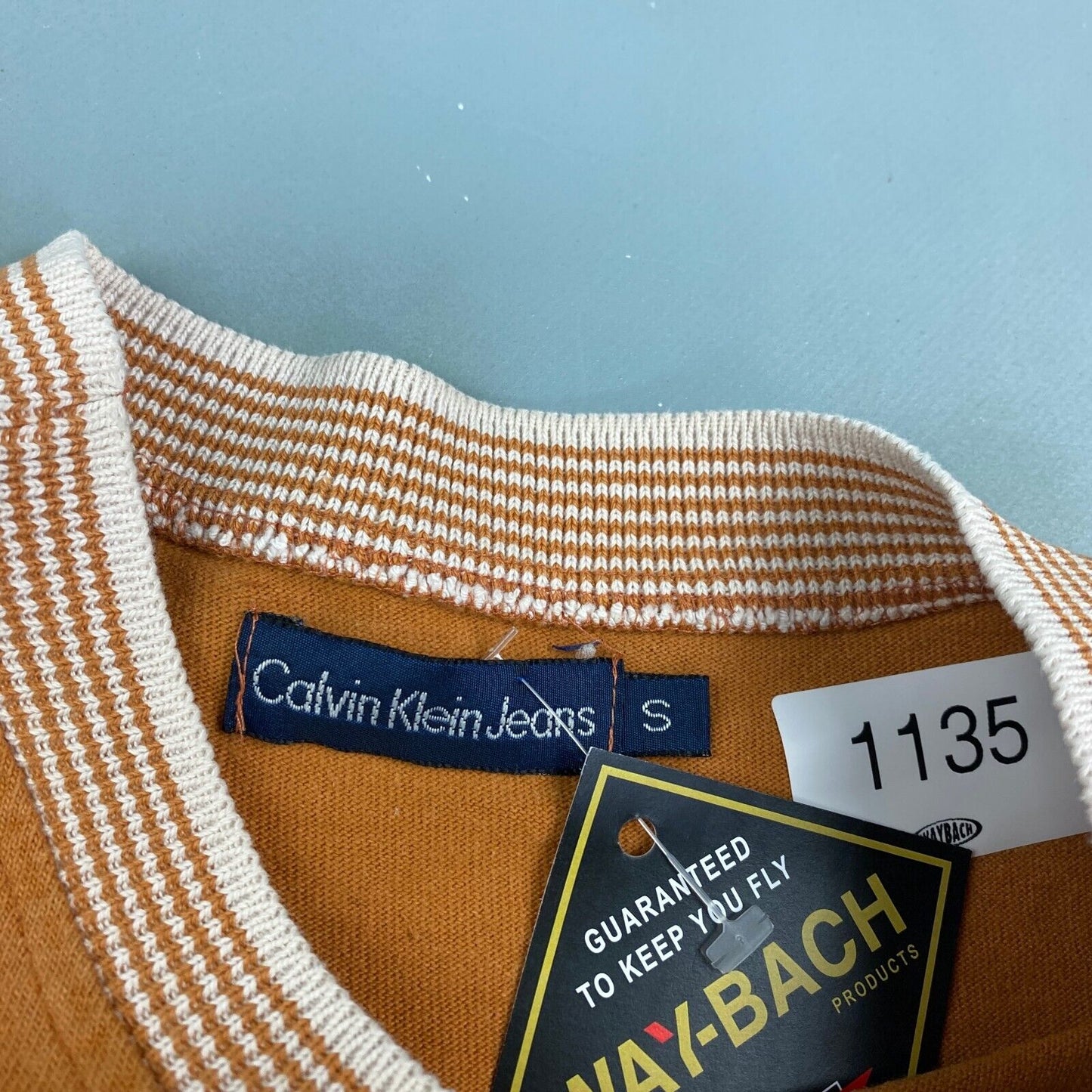 VINTAGE 90s Calvin Klein Jeans Ringer Long Sleeve T-Shirt sz M-L Adult