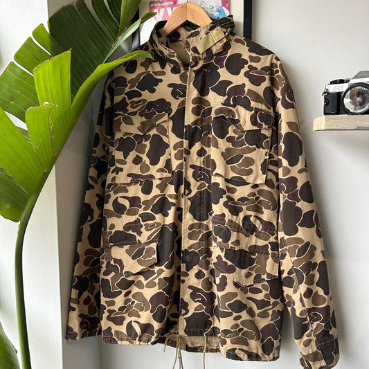 VINTAGE 90s | Duck Bay Duck Camo Cotton Canvas Hunting Jacket sz M-L Adult