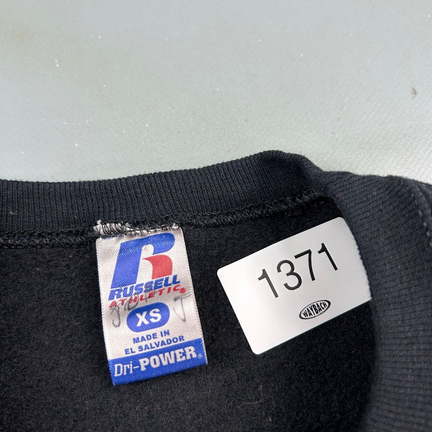 VINTAGE Russell Athletic Blank Black Crewneck Sweater sz XS Adult