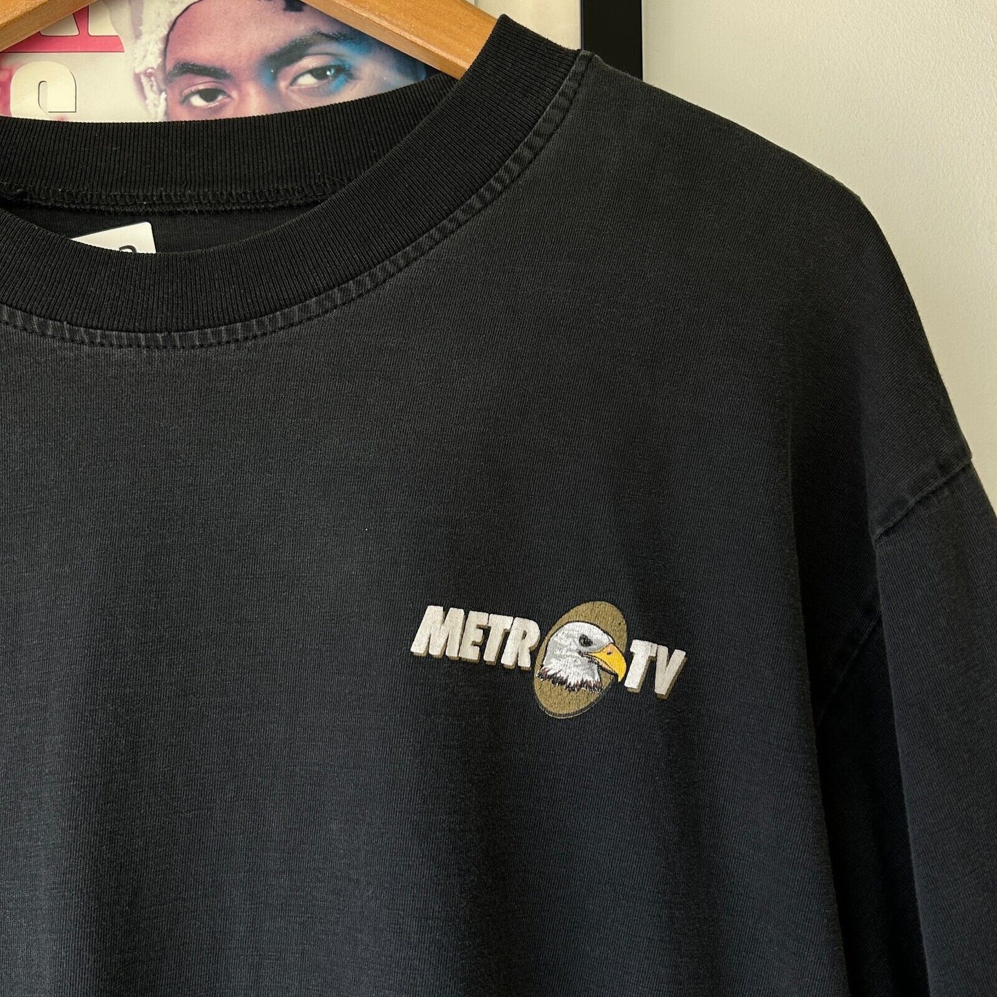 VINTAGE 90s | Metro TV Logo Black T-Shirt sz L