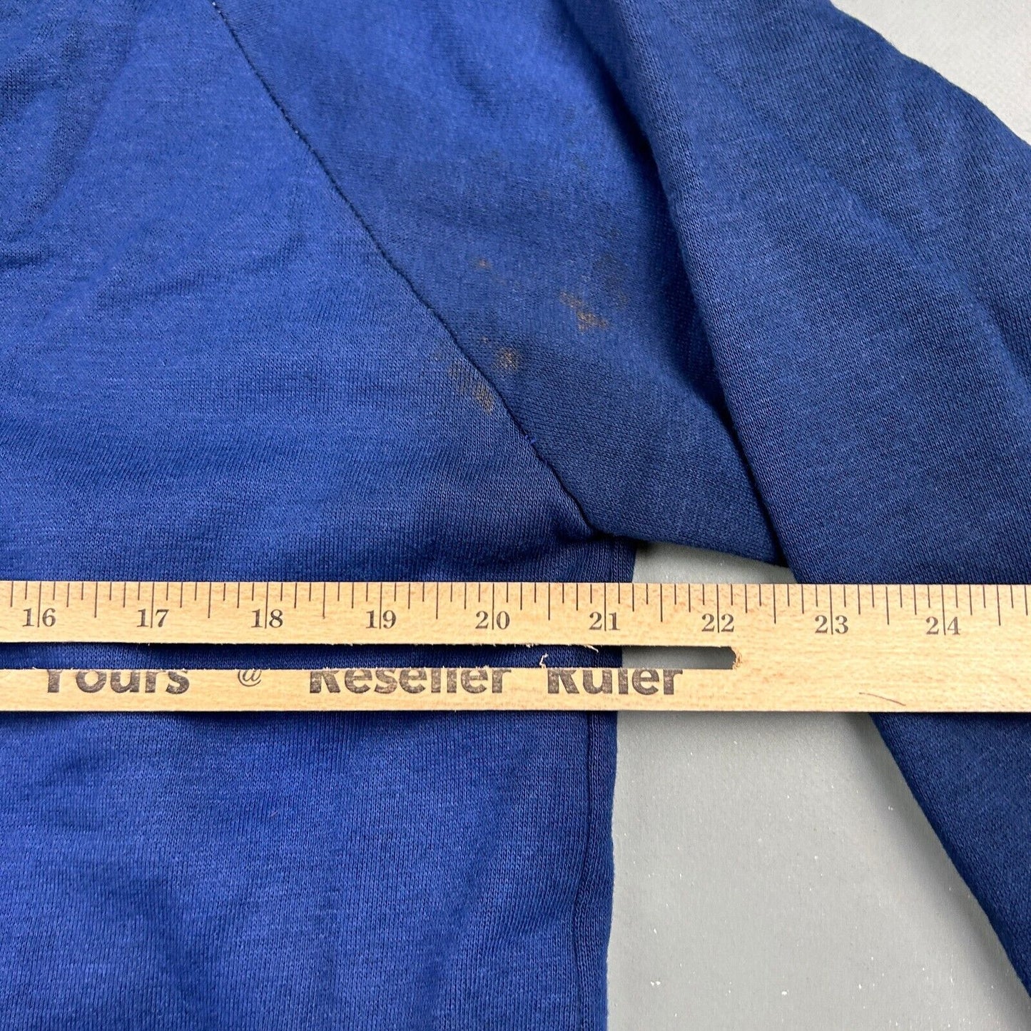 VINTAGE 80s Head Start Sun Kissed Blank Blue Zip Up Hoodie Sweater sz M Adult