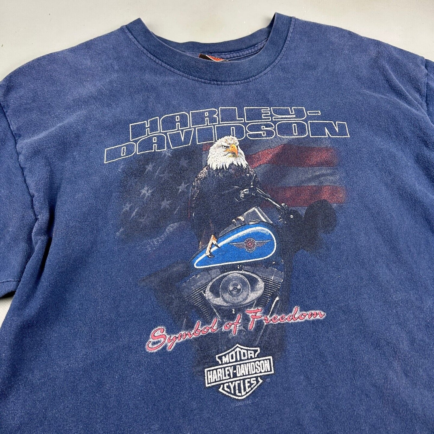VINTAGE | HARLEY DAVIDSON Motor Cycles Tomahawk Biker Navy T-Shirt sz L Adult