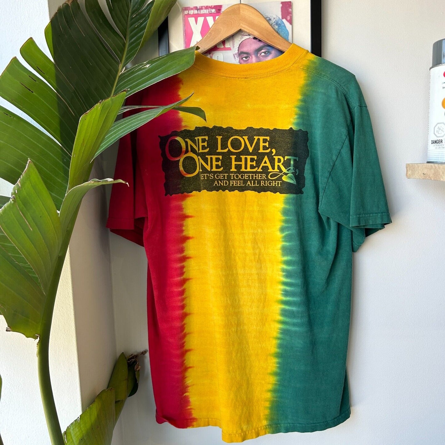 VINTAGE 90s | Bob Marley One Love One Heart Rasta Tye Dye T-Shirt sz M
