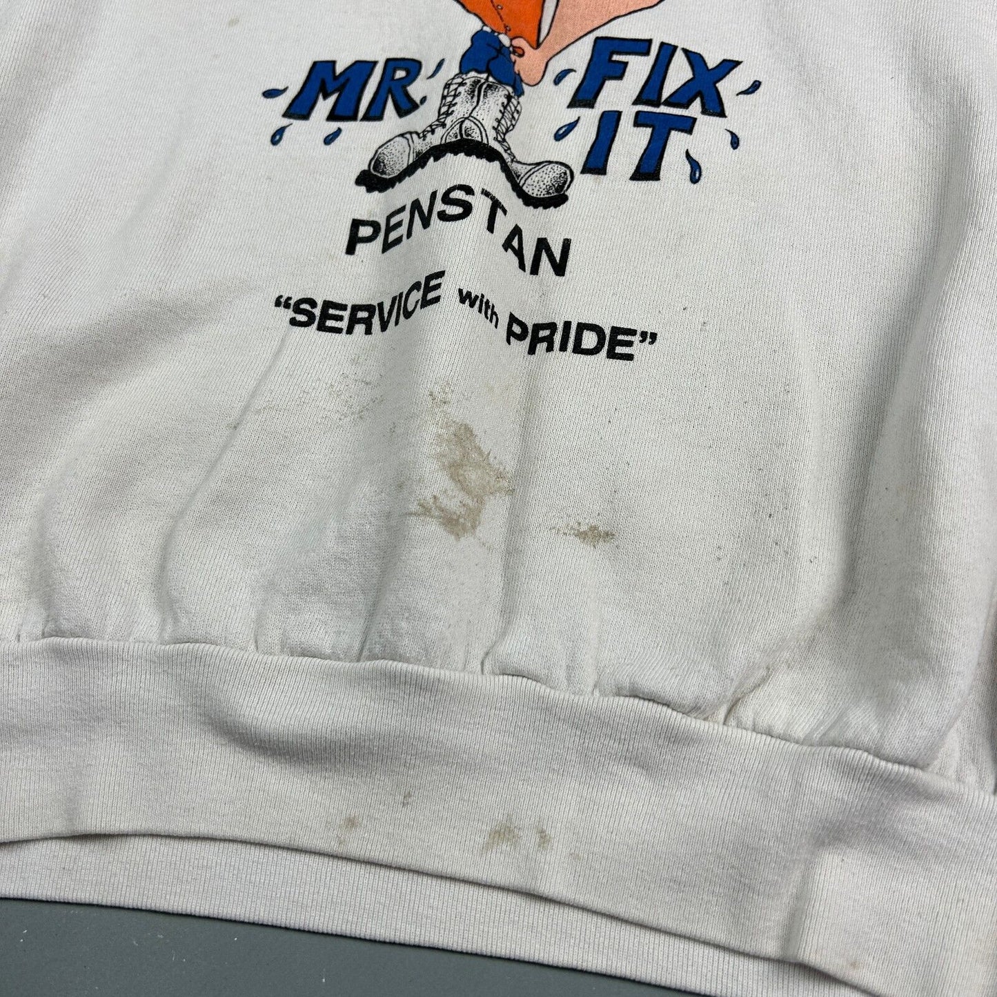 VINTAGE 90s The Incredible Mr Fix It Distressed Crewneck Sweater sz Medium Adult
