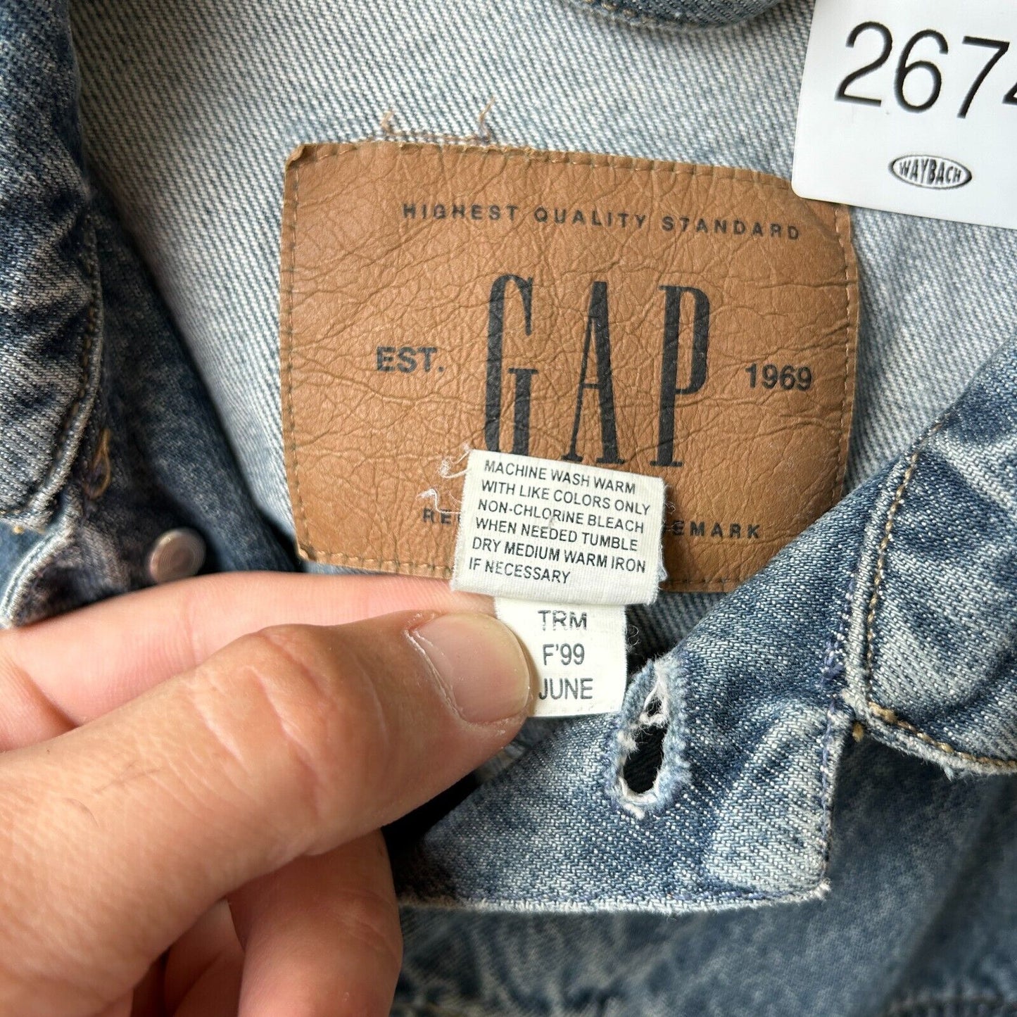 VINTAGE 90s | GAP Denim Jean Trucker Jacket sz S