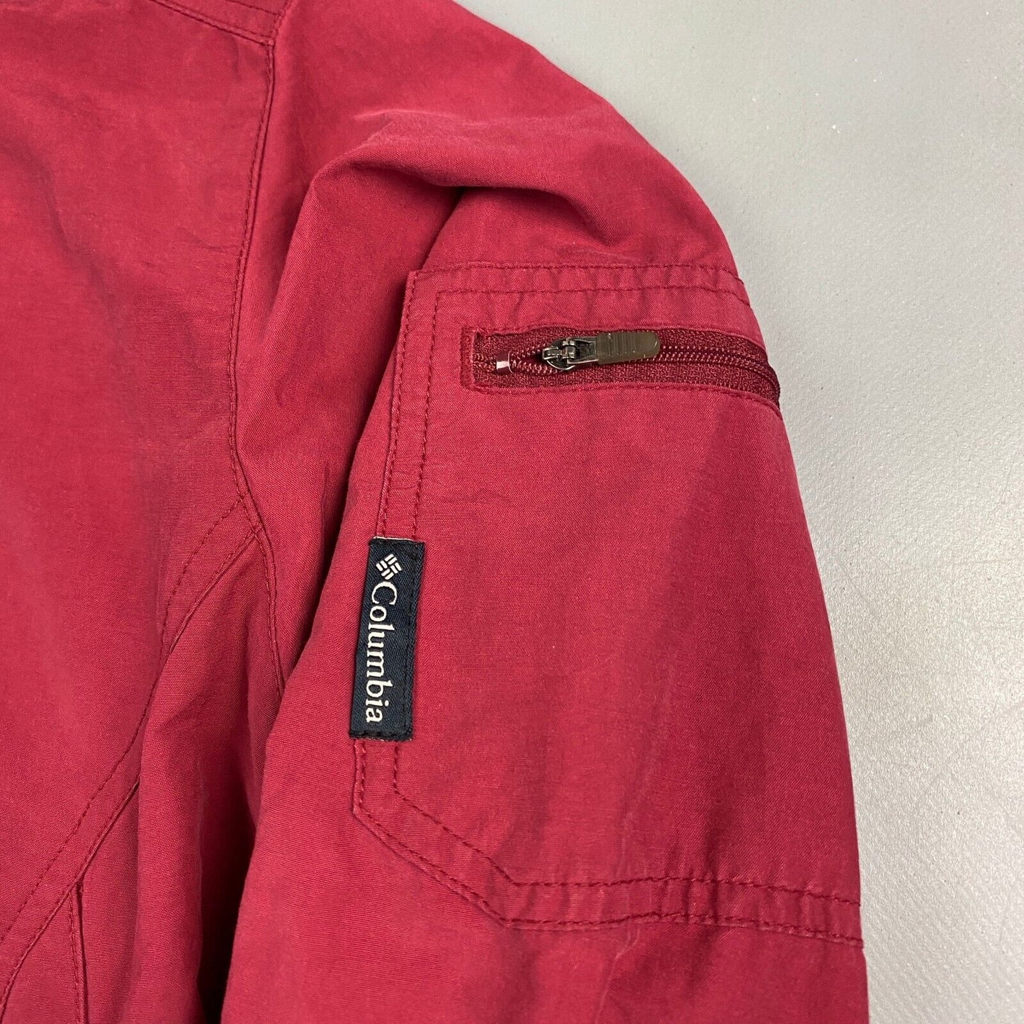 VINTAGE 90s Columbia Red Cotton Blend Tech Windbreaker Jacket sz Small Adult