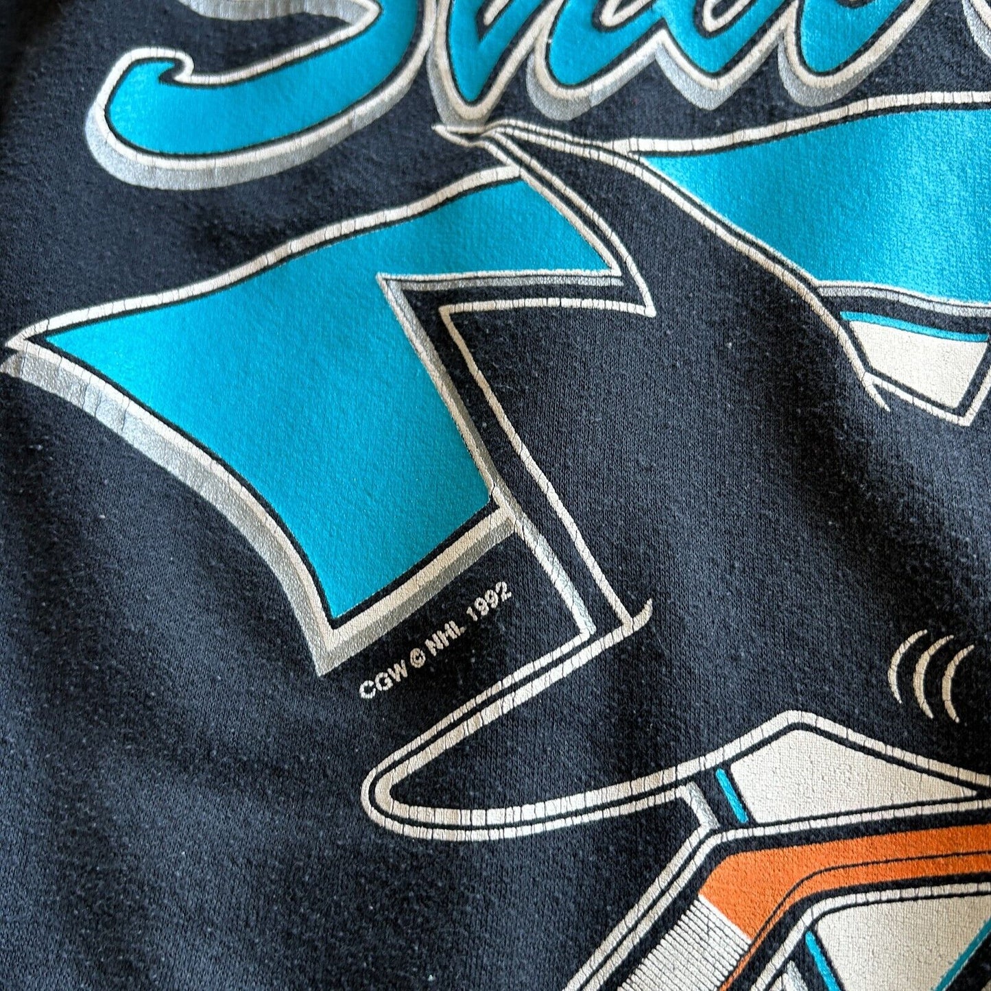 VINTAGE 90s | San Jose Sharks Big Logo Crew Sweater sz M