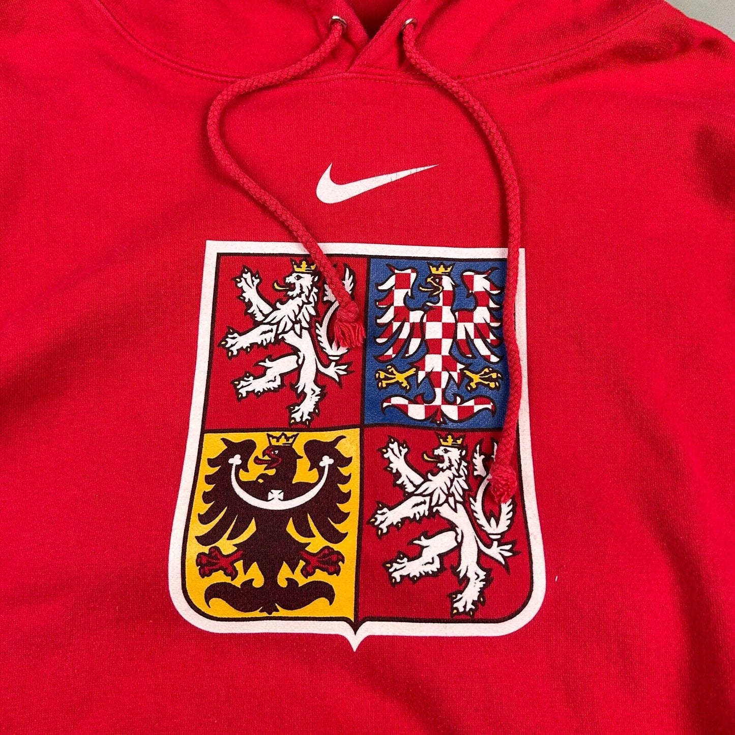 VINTAGE | NIKE Mid Swoosh Football Red Hoodie Sweater sz XL Adult