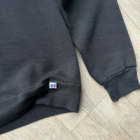 VINTAGE 90s | Russell Athletic Black Crew Sweater Made in USA sz M