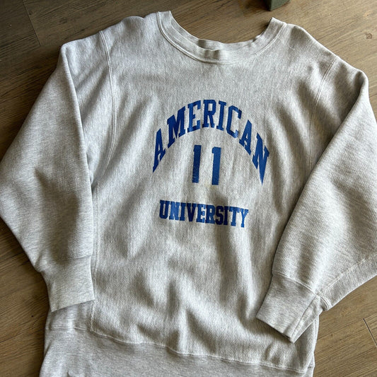 VINTAGE 90s | American University CAMBER Reverse Weave Crew Sweater sz L