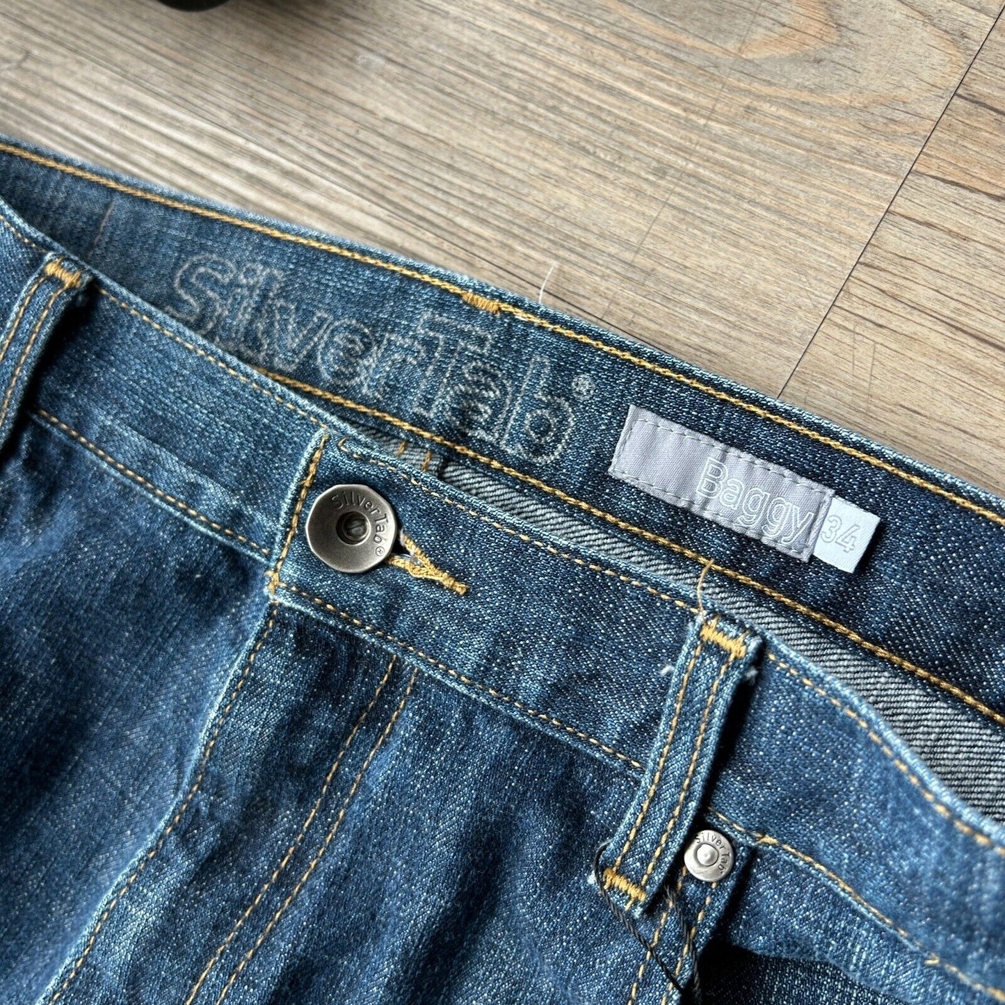 VINTAGE | SIlverTab Baggy Dark Wash Blue Jeans Pants sz W35 L32