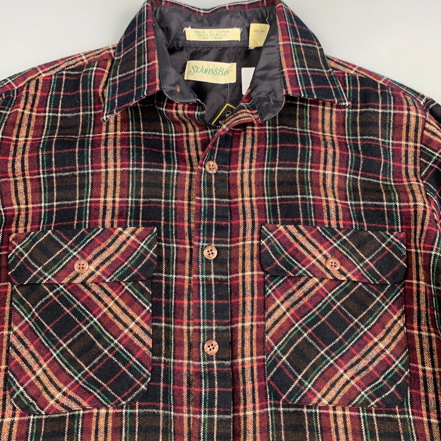 VINTAGE 90s St Johns Bay Plaid Flannel Lined Button Up Shirt sz Medium Adult