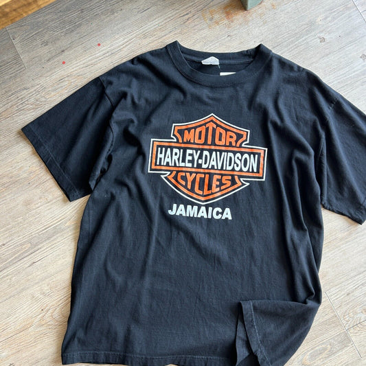 VINTAGE 90s | Harley Davidson Jamaica Logo T-Shirt sz L