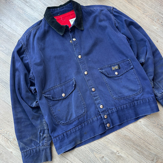 VINTAGE 1950s | Haughs Big 88 Button Snap Work Jacket sz L