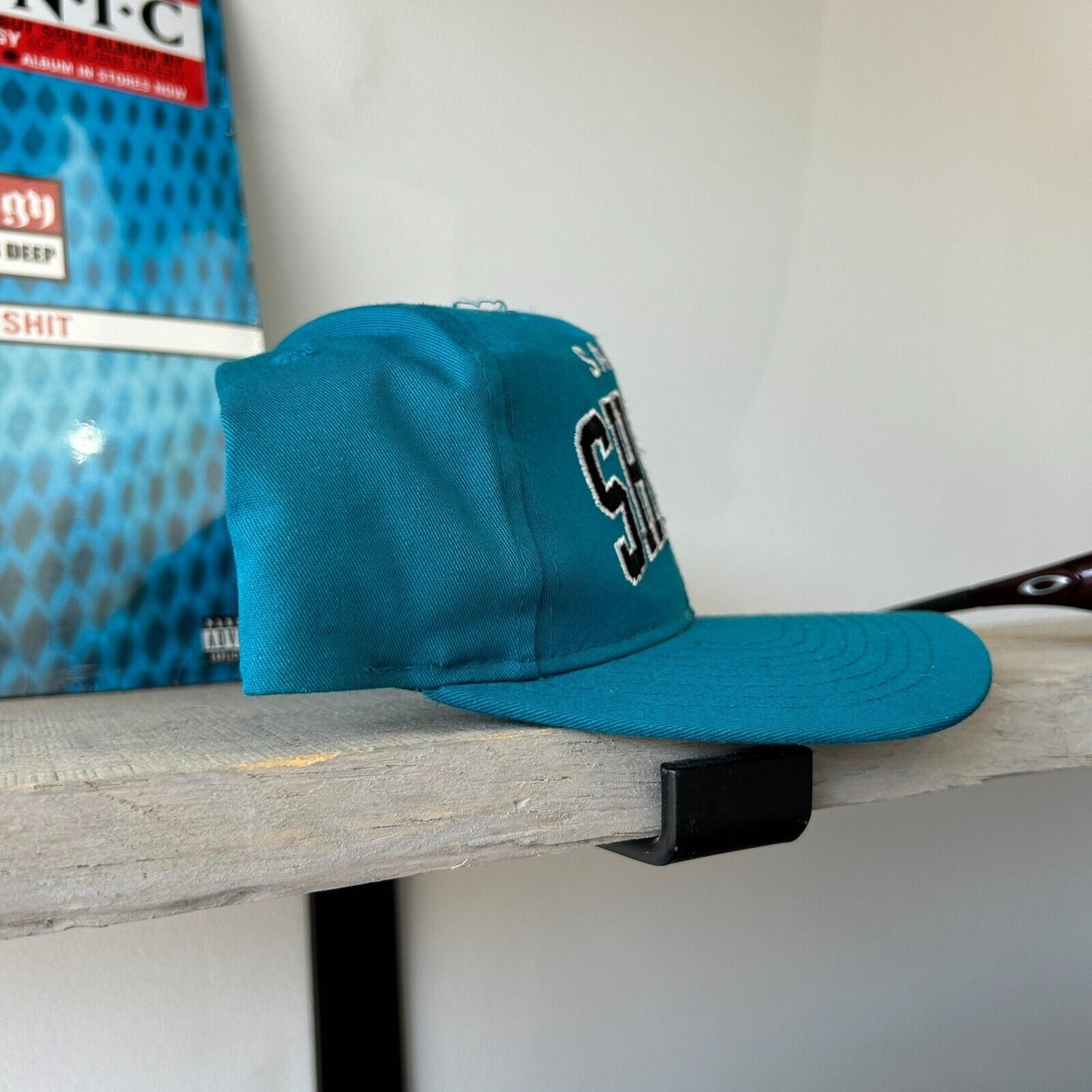 VINTAGE 90s | San Jose Sharks Arch Logo STARTER Hockey Snapback HAT One Size
