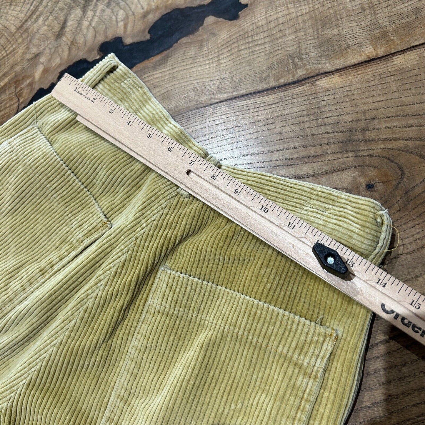 VINTAGE 80s | Light Yellow Jumbo Corduroy Trouser Pants sz W27 L26