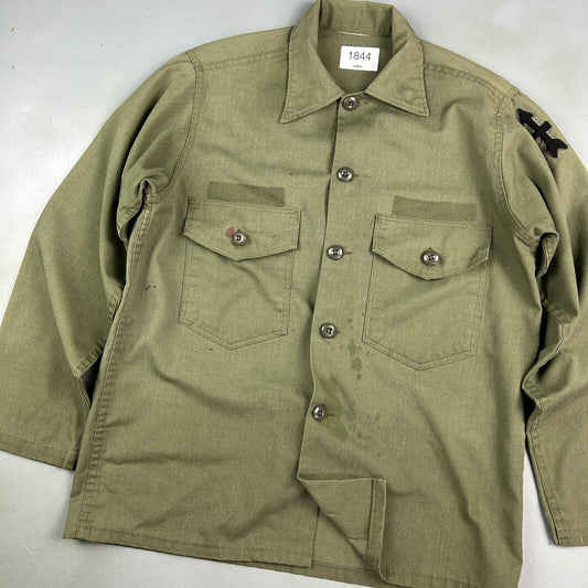 VINTAGE | Military Army Faded Green Fatigue OG Button Down Shirt sz Lrg Adult