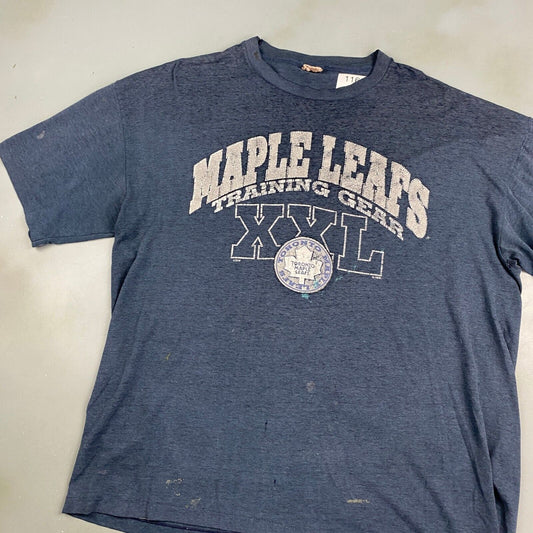 VINTAGE 90s Toronto Maple Leafs XXL Training Gear Hockey T-Shirt sz Large Adult