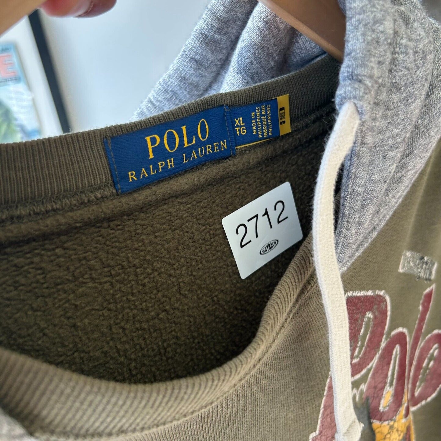 Polo Ralph Lauren All Over Print Sportsman Patchwork Hoodie sz XL Olive Green