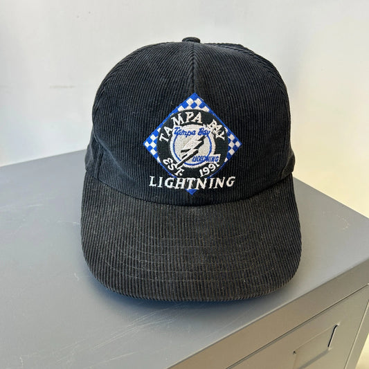 VINTAGE 90s | Tampa Bay Lightning NHL Corduroy Snapback Hat sz OS