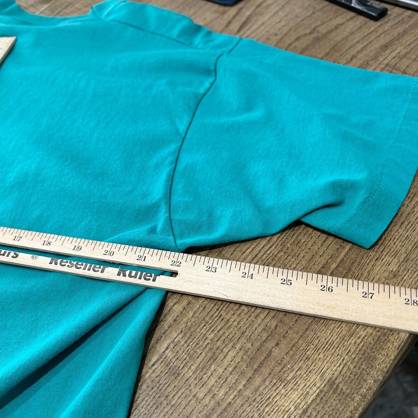 VINTAGE 90s | Blank Aqua Pocket T-Shirt sz XL Adult