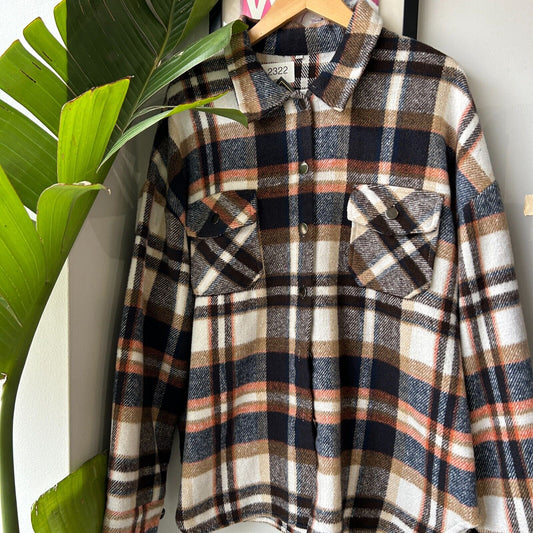 VINTAGE 90s | Earth Tone Flannel Button Down Shirt sz XL Adult