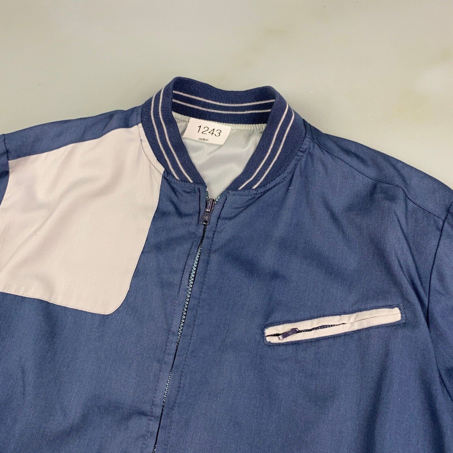 VINTAGE 90s Navy/ Grey Reversible Light Bomber Jacket sz Large Adult