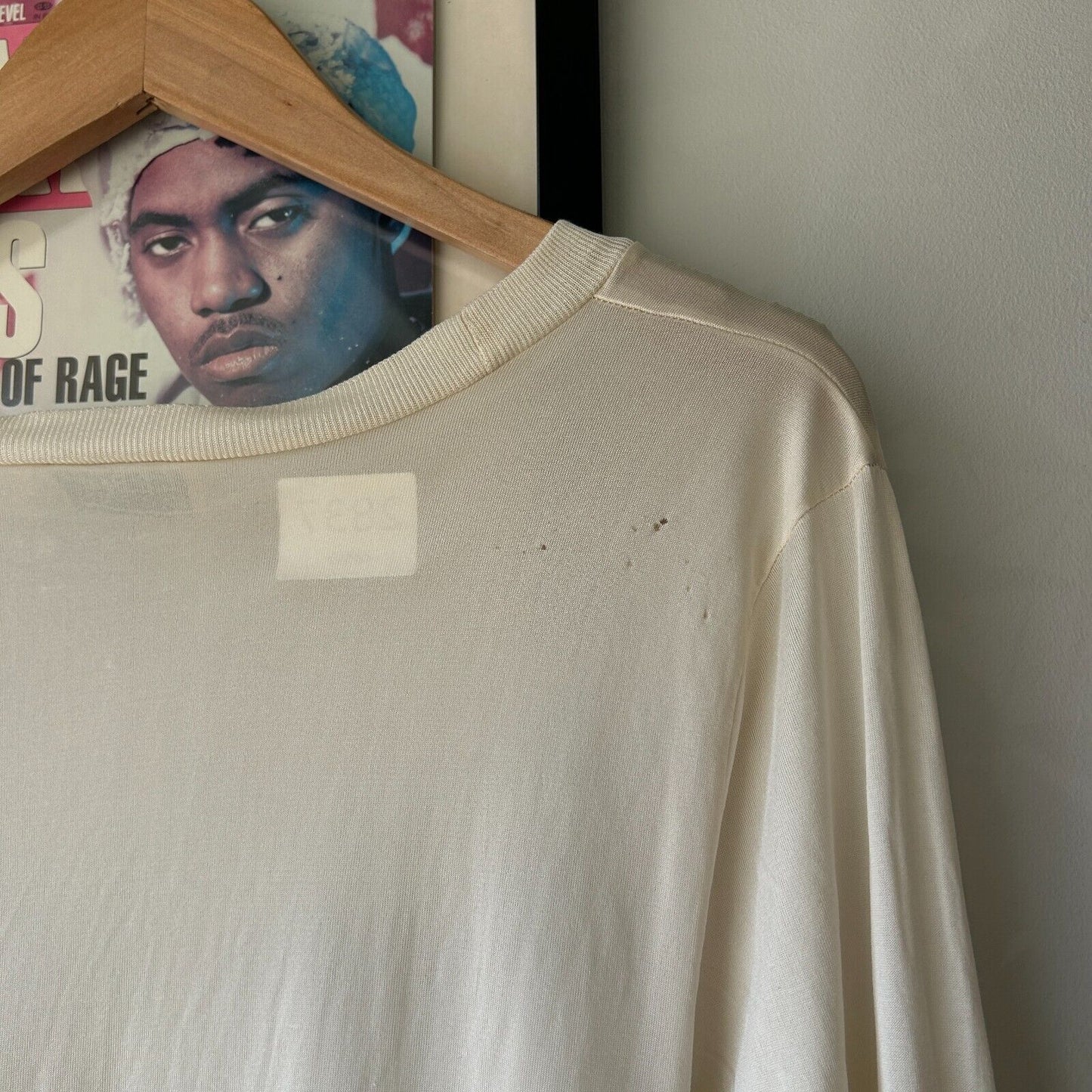 VINTAGE 80s | L.L Bean Sheer Spandex Cream Long Sleeve T-Shirt sz S