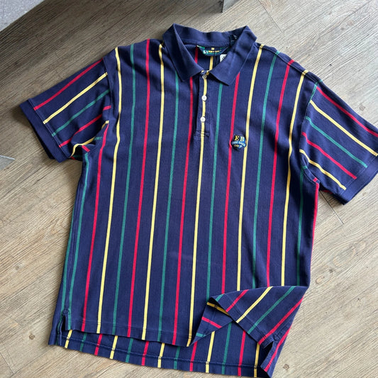 1990s | Vintage EBTEK Eddie Bauer Golf Vertical Striped Polo Shirt sz L
