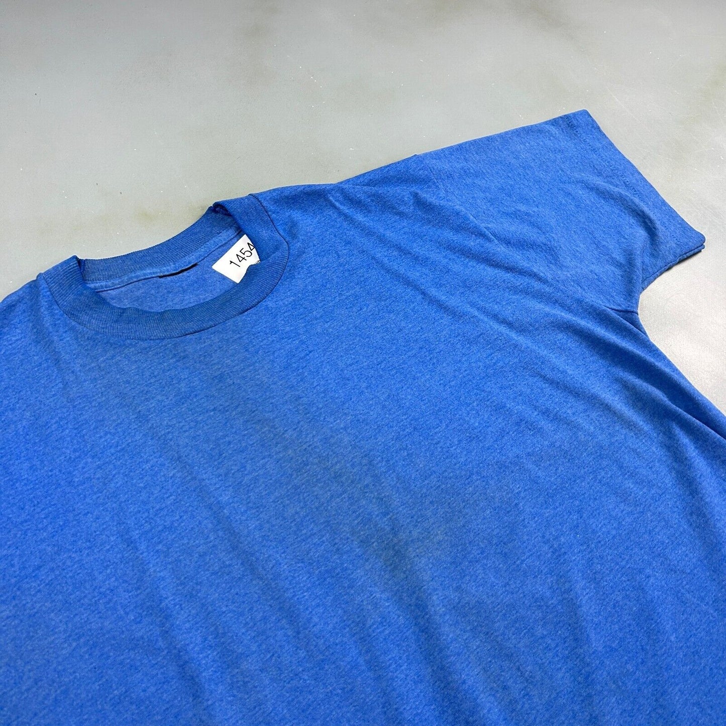 VINTAGE 90s Blank Blue Single Stitch T-Shirt sz Large Adult