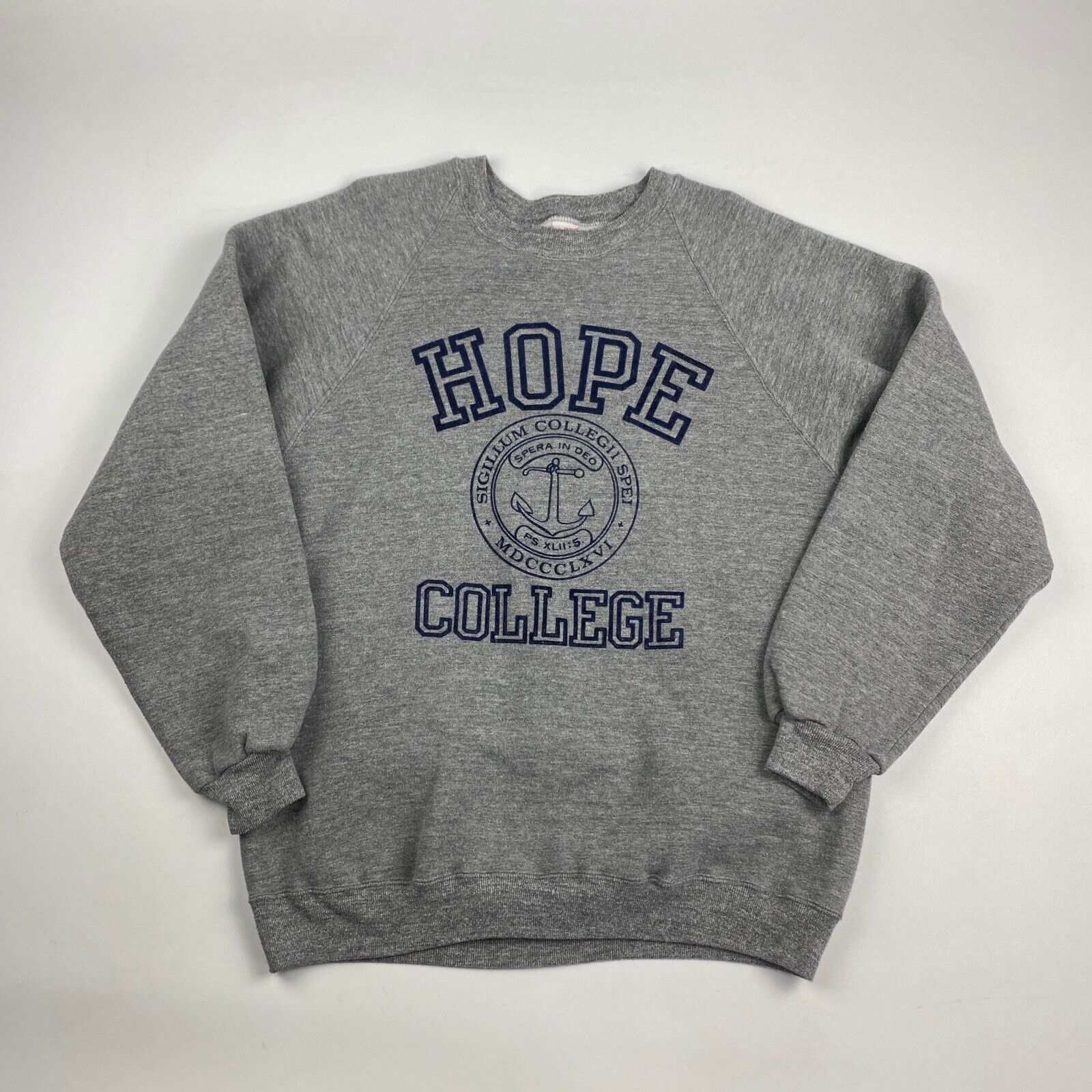 VINTAGE 80s Hope College Grey Russell Crewneck Sweater sz Medium Mens