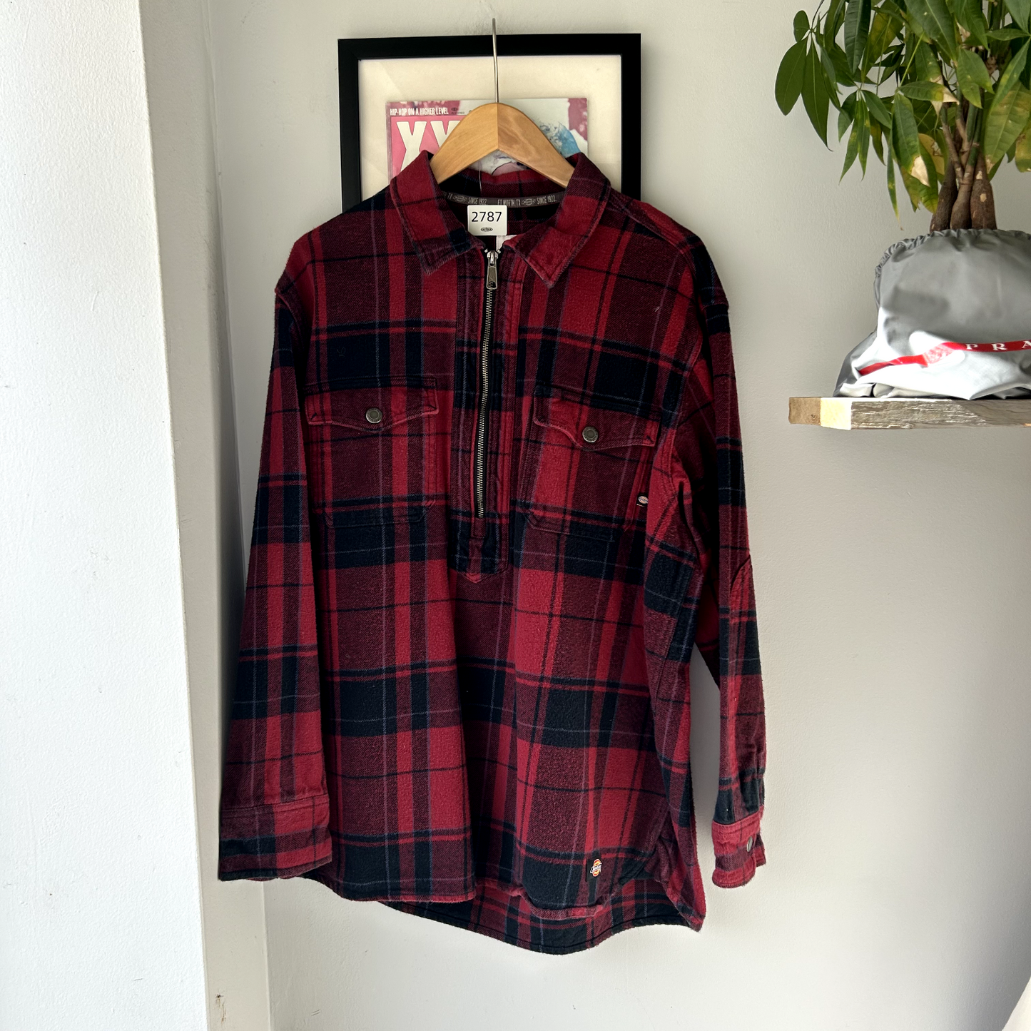 VINTAGE | 1990s Dickies Buffalo Plaid Zip Up Flannel Shirt sz L