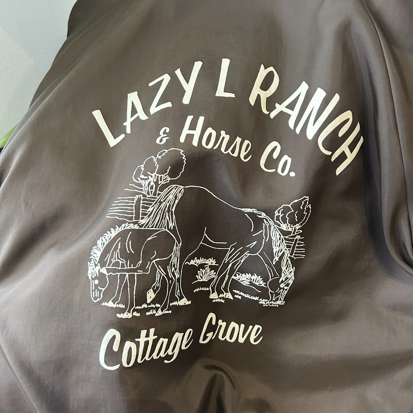 VINTAGE 90s | Lazy Ranch & Horse Co Brown Button Snap Bomber Jacket sz S Adult