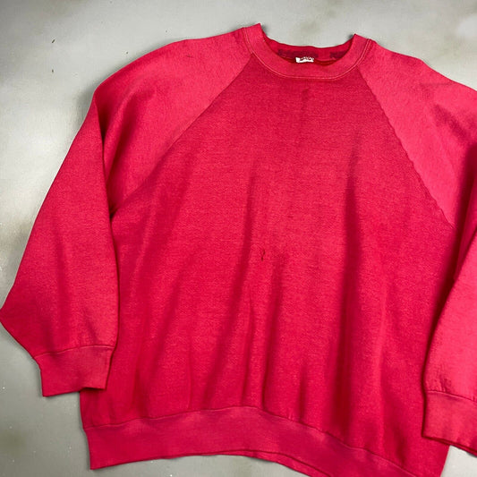 VINTAGE 90s Faded Blank Red Crewneck Sweater sz XL Adult