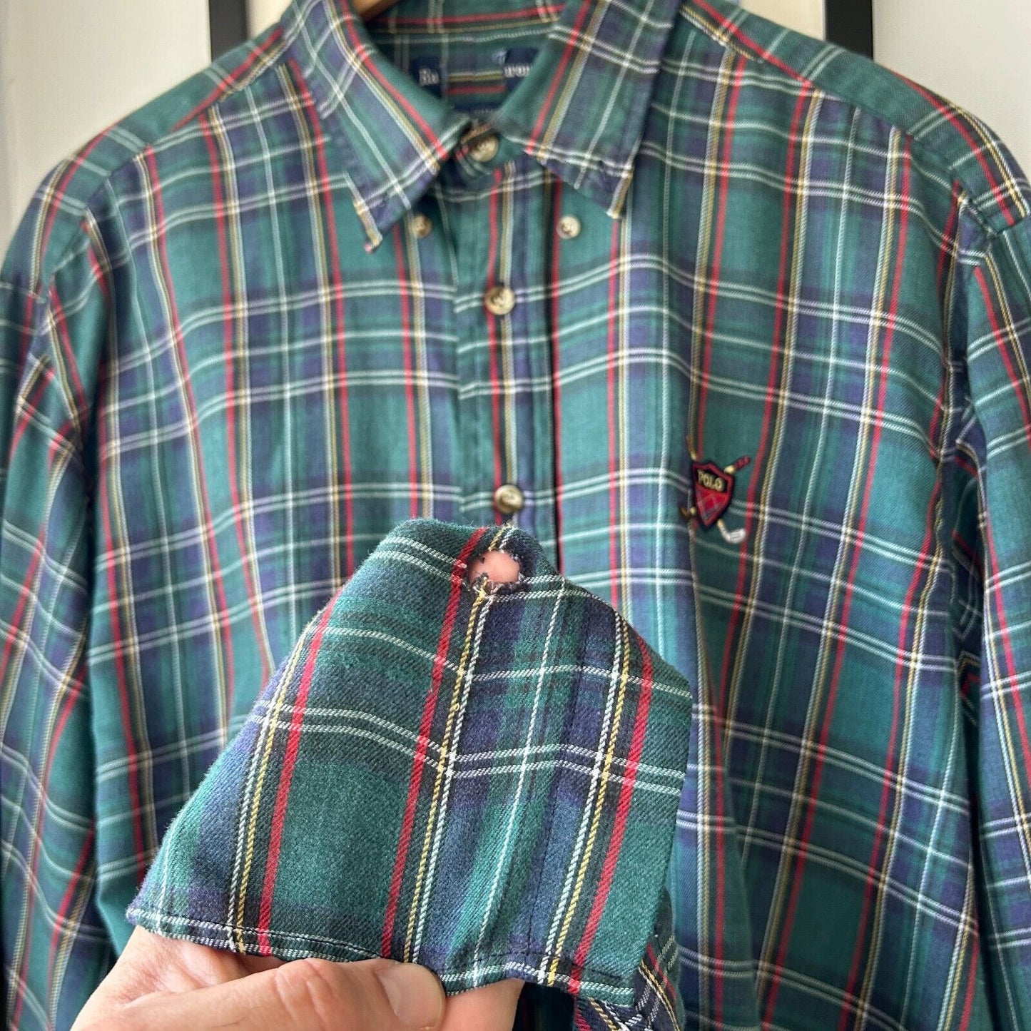 VINTAGE 90s | Ralph Lauren Polo Golf Plaid Button Down Shirt sz L