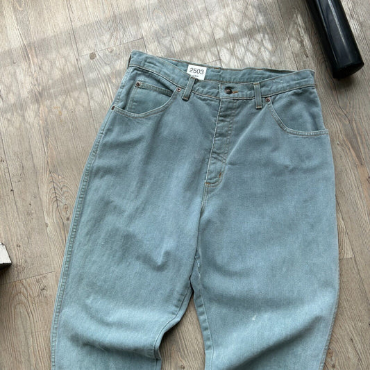 VINTAGE 90s | Lands End Aqua Over-dyed Denim Jeans Pants sz W31 L32