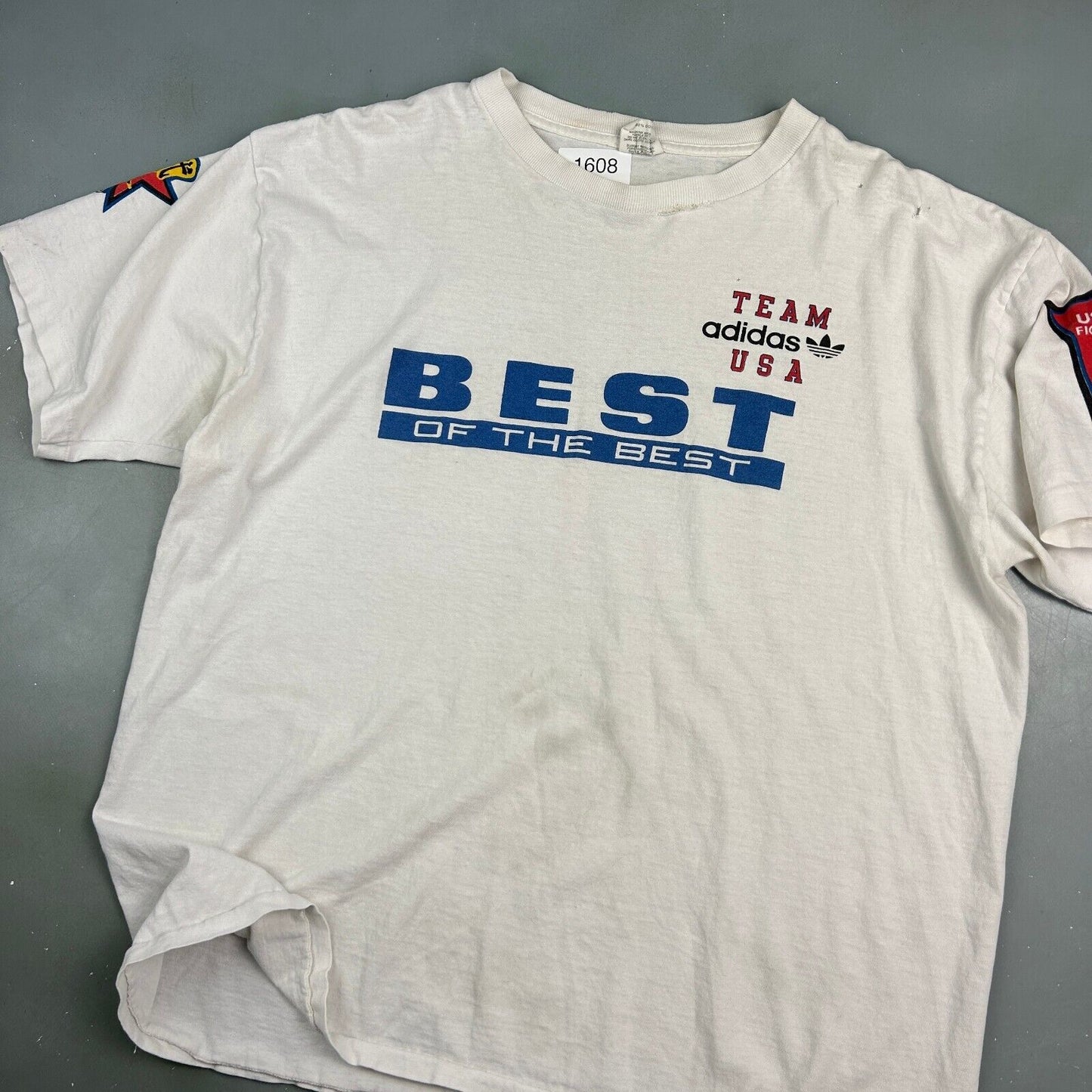 VINTAGE 80s | ADIDAS Team USA Martial Art White T-Shirt sz L Adult