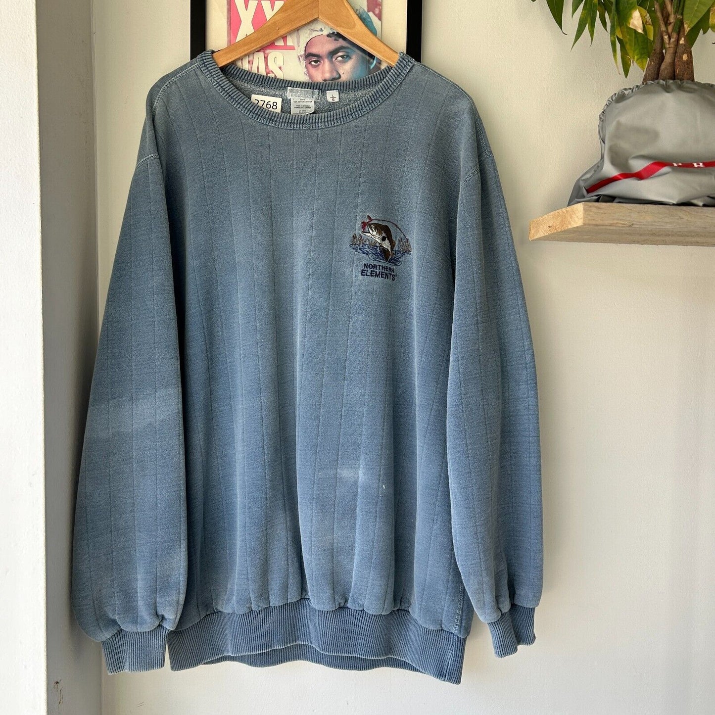 VINTAGE 90s | Northern Elements Faded Clay Blue Crew Sweater sz L
