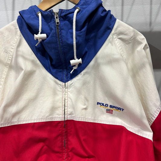 VINTAGE 90s | POLO Sport Ralph Lauren Color Block Cotton Zip Anorak Jacket XL