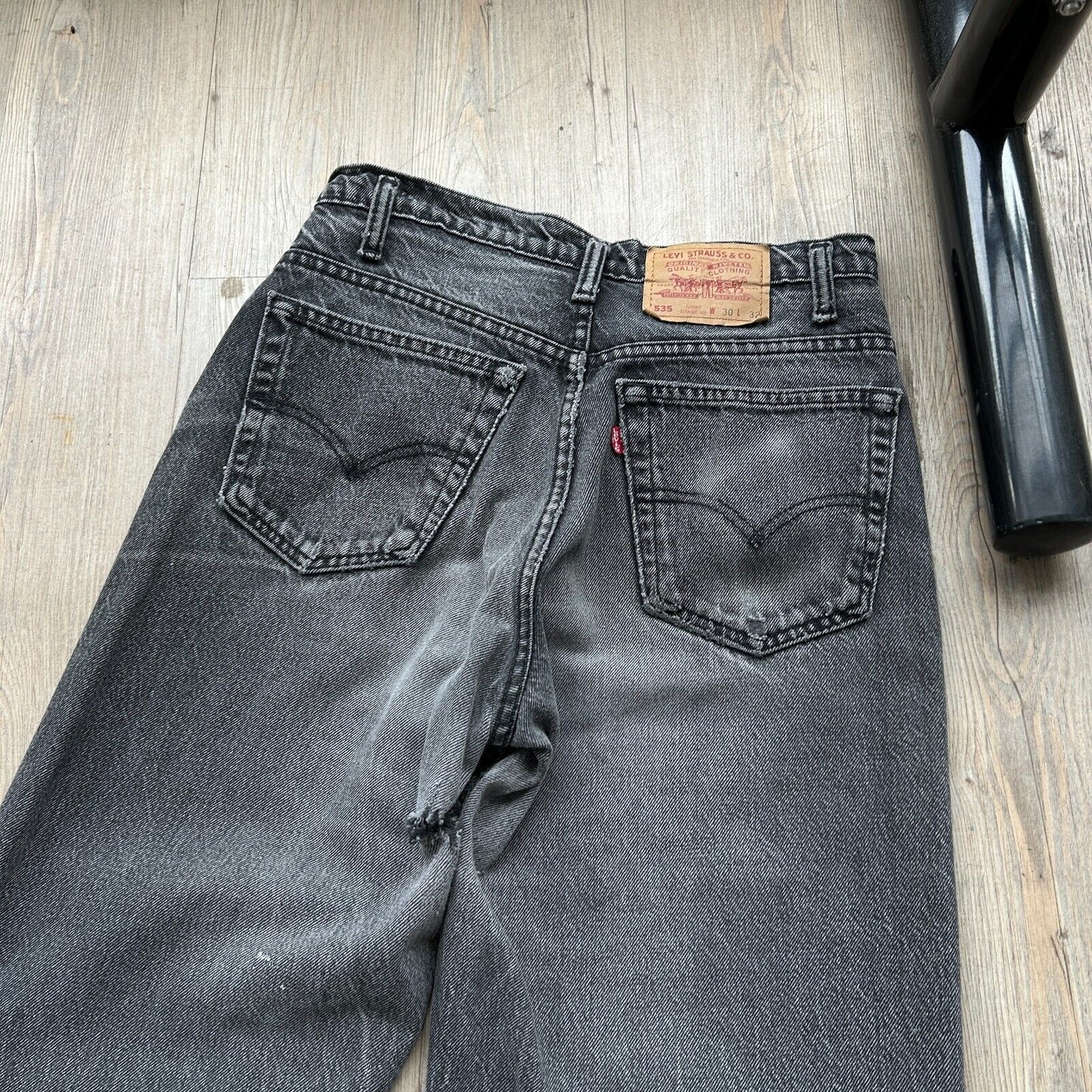 VINTAGE 90s | LEVIS 535 Faded Black Denim Jeans Pants sz W29 L32