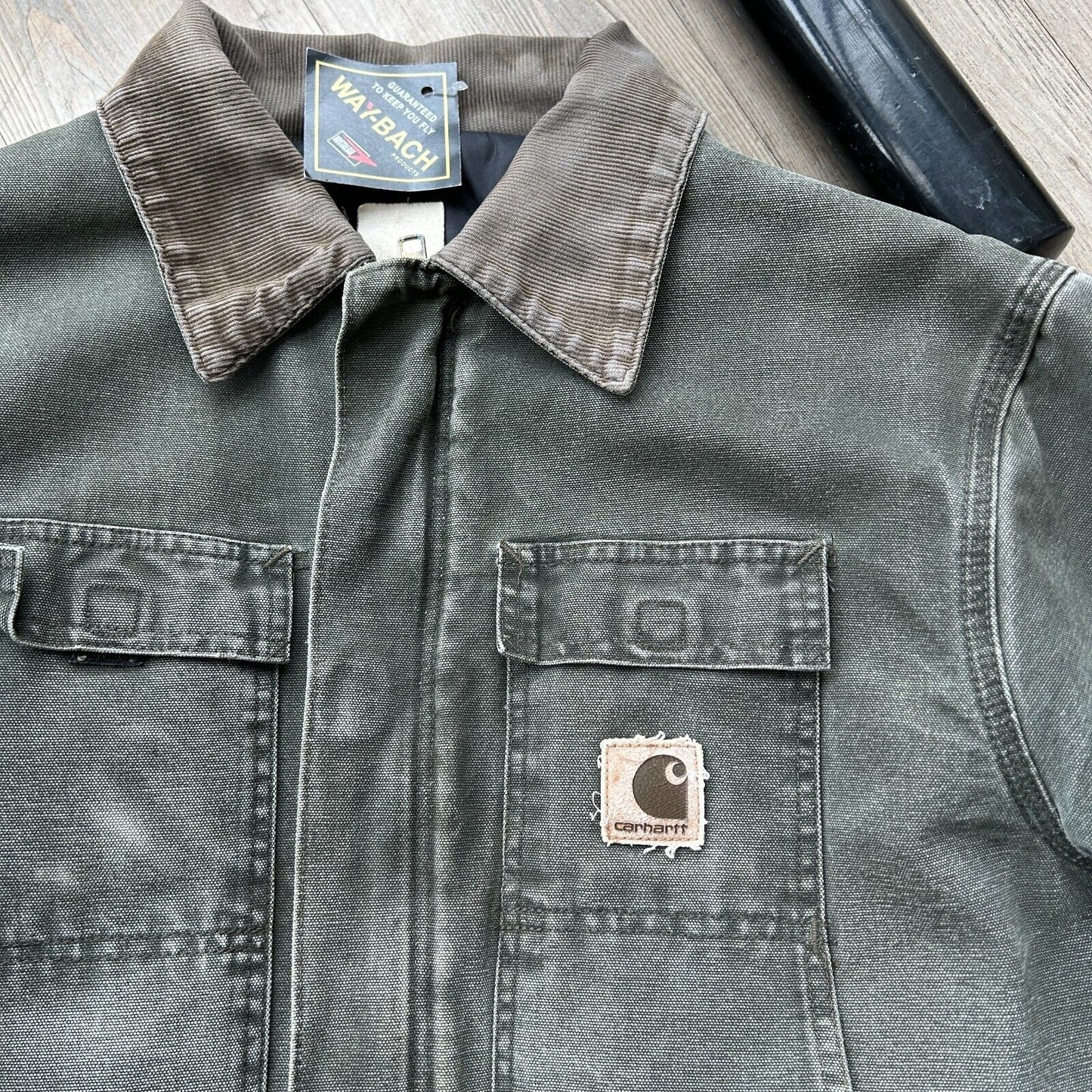 VINTAGE | CARHARTT Faded Green Arctic Chore Jacket sz XL/2XL Adult