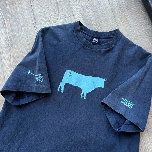 VINTAGE 90s Y2K | Stussy Branded Bull T-Shirt sz M