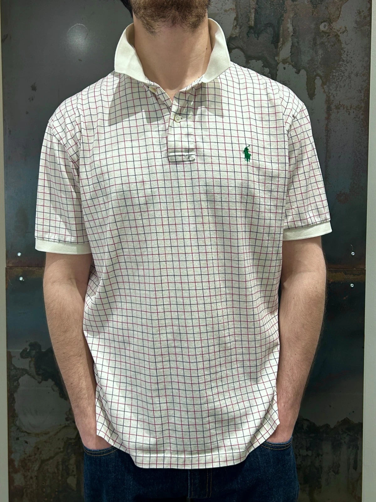 VINTAGE Y2k | Ralph Lauren Sm Pony Grid Pattern Polo Shirt sz L