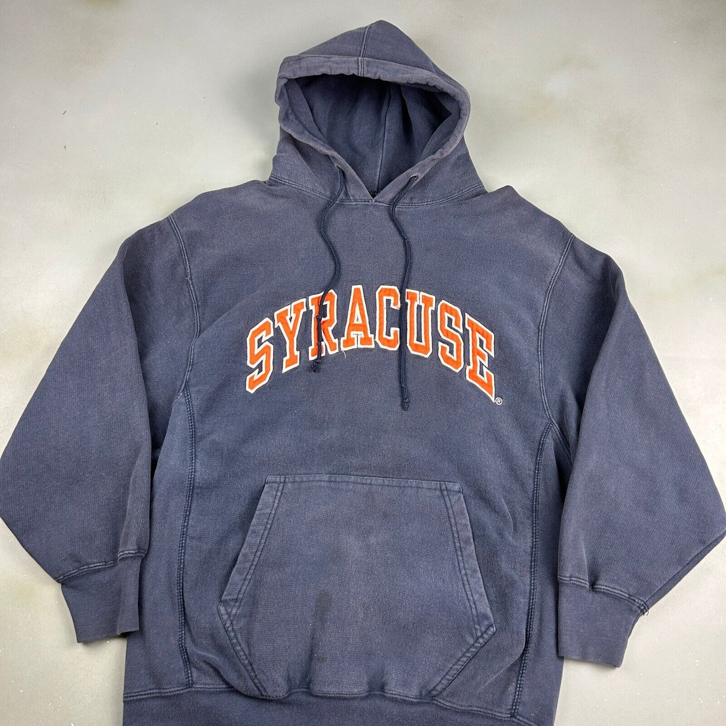 VINTAGE 90s Syracuse Heavyweight Faded Hoodie Sweater sz Small Adult
