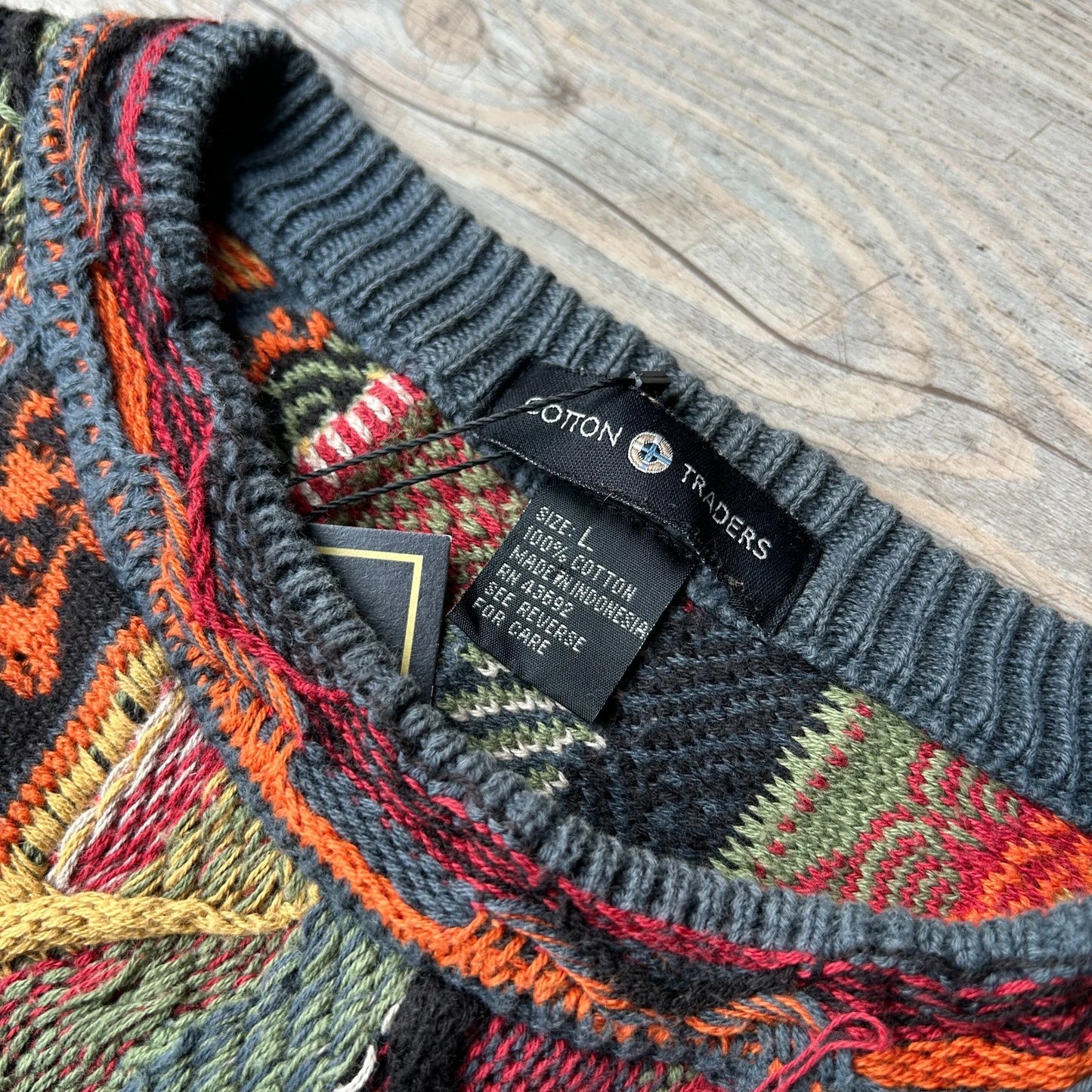 VINTAGE | 3D Textured Coogie Style Knit Sweater sz L